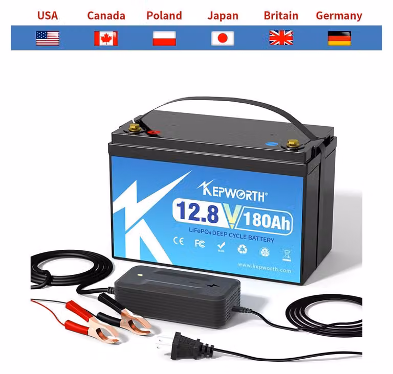 Batteria al litio 12V 180Ah - Tecnologia LiFePO4 per l'accumulo di energia - 12,8 Volt - 14,5 Kg - Adatta per camper e sistemi off-grid