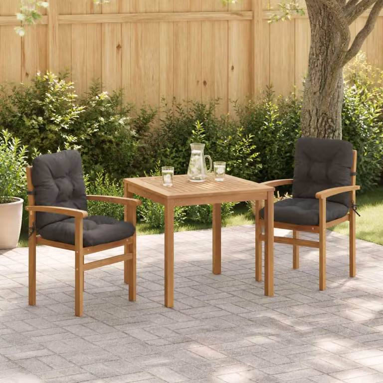 Set di 2 cuscini per sedia alta vidaXL VIANEN in poliestere, colore grigio antracite, con fodera rimovibile lavabile in lavatrice e resistenza ai raggi UV