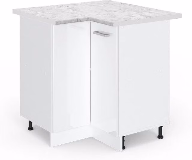 Mobile ad angolo cucina R-Line Bianco lucido/Bianco 75.6 cm, PL Marmo Vicco