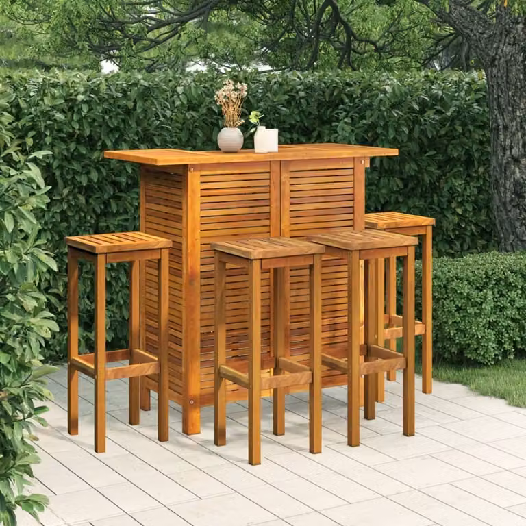 Maison Exclusive - Set da Bar per Giardino 5 pz in Legno Massello di Acacia