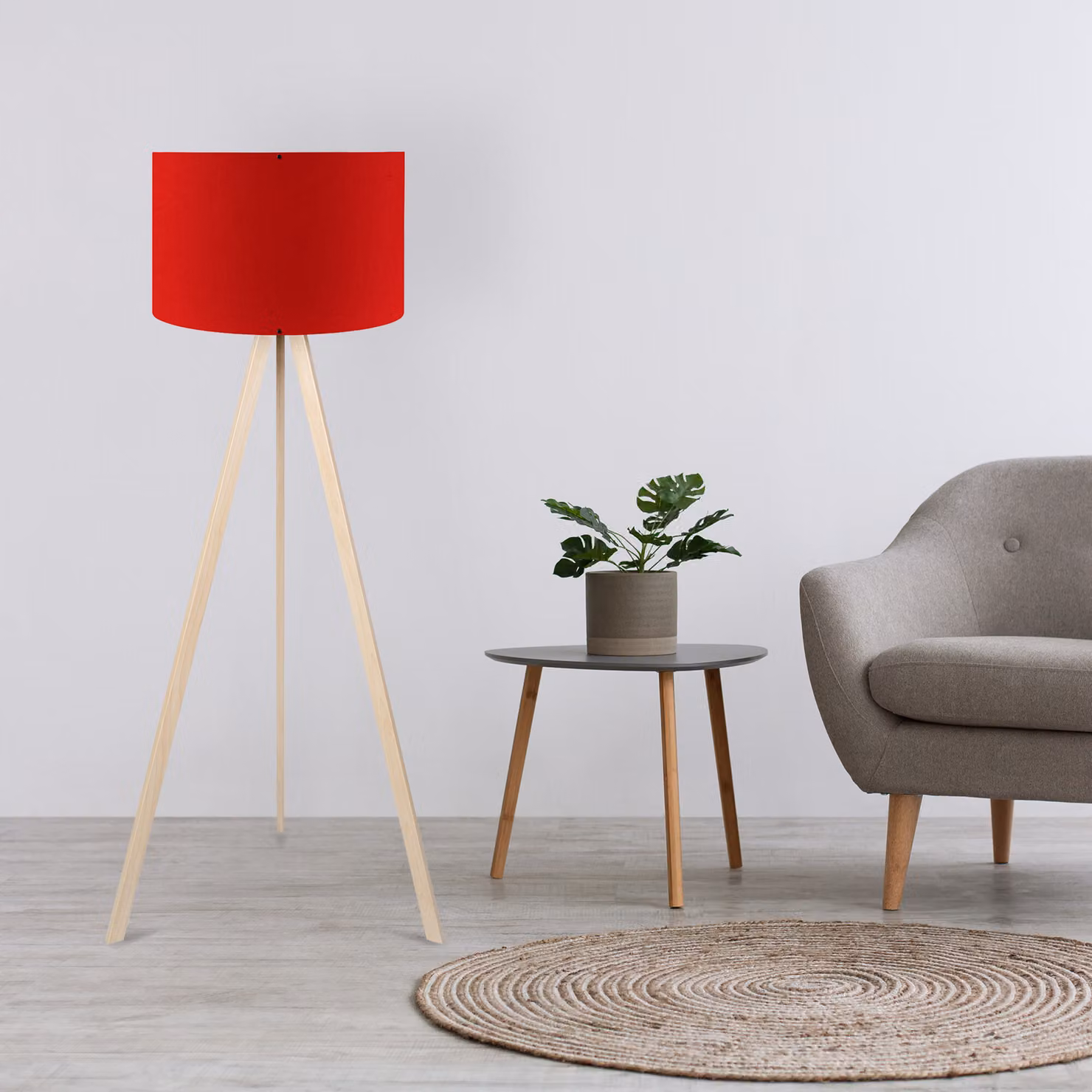 Opviq, AYD-1572, lampade da terra, rosso, MDF, 38 x 38 x 140 cm