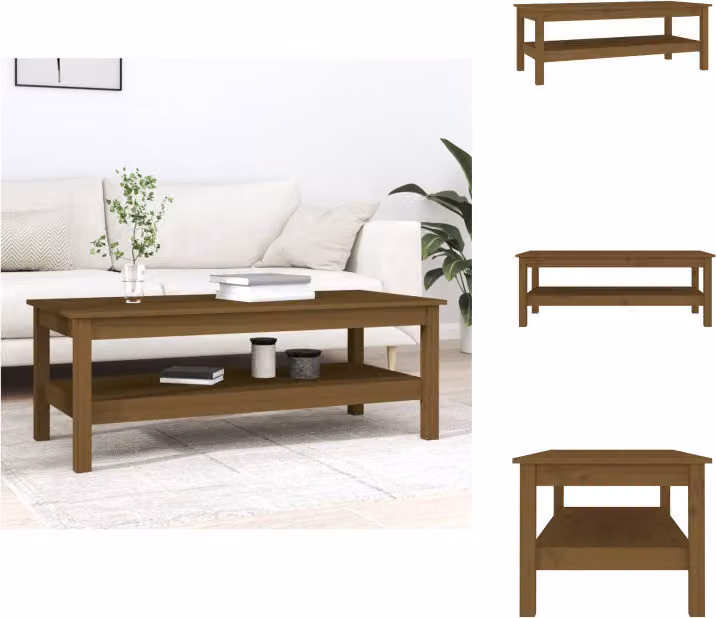 vidaXL Tavolino marrone miele 110x50x40 cm in legno di pino massiccio - Tavolini da caffè