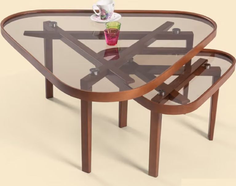 Robuster Couchtisch Set Designer Dreieckige Sofatische Luxus Holz Möbel