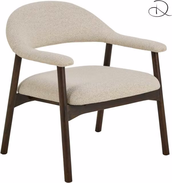 Poltrona Relax Arya Tessuto Sabbia Struttura Legno Rovere Scuro Cm 70x70,5h45/76