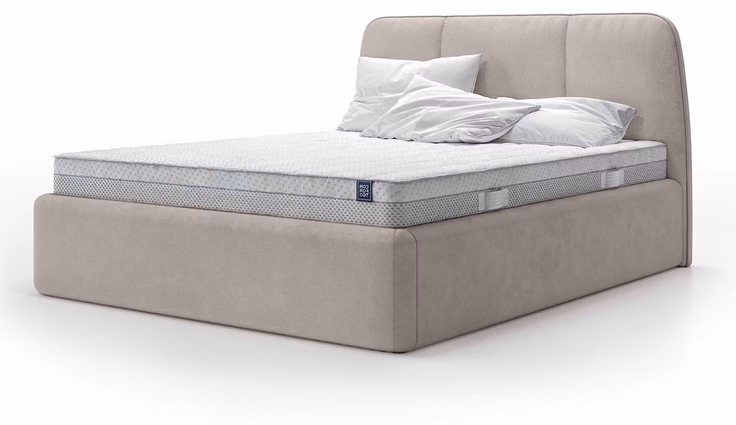 Letto imbottito con contenitore Elle Aschiger, imbottitura in piuma, dimensioni 160 x 200 cm