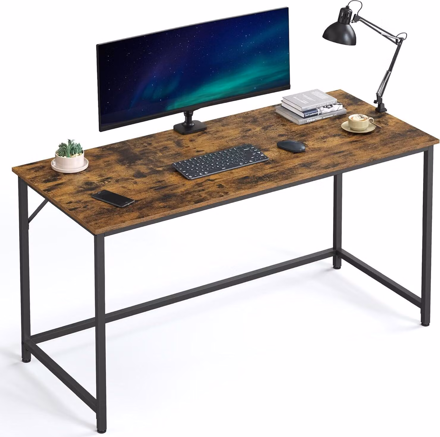 Scrivania VASAGLE, scrivania per computer, scrivania per studio, camera da letto, 60 x 140 x 76 cm, design industriale, struttura in metallo