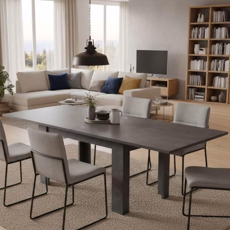 Dmora Tavolo Allungabile Airin 90x90x75h cm Grigio Ardesia, 8 Posti Allungabile Italy
