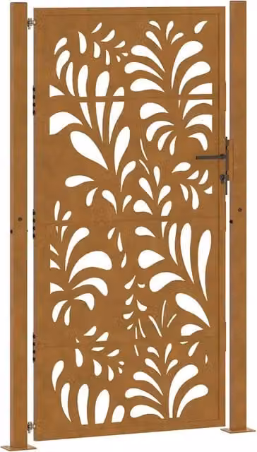 Cancello da giardino 100x175 cm in acciaio corten design ondulato CFW3222574