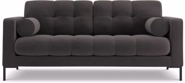 Divano 2 posti Bali Cosmopolitan Design in velluto grigio con cuscini, L: 152 cm, P: 75 cm, H: 92 cm – 1