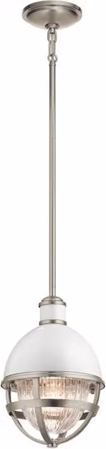 Lampada a sospensione moderna Tollis in metallo e vetro bianco e argento con 1 luce E27 – 1