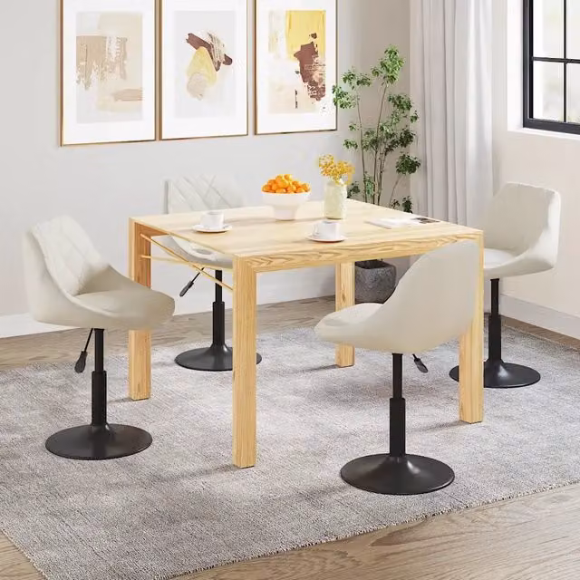 Sedie da Pranzo Girevoli 4 pz Crema in Velluto 3088790