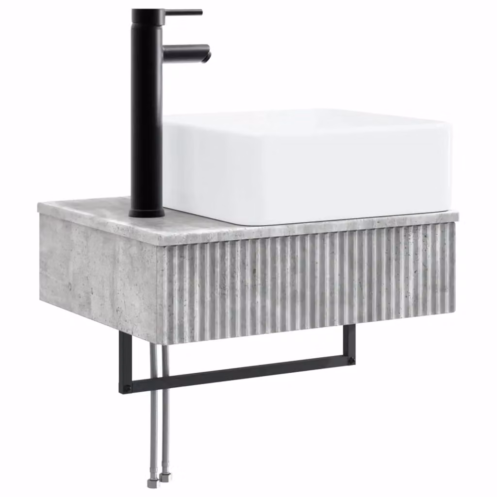 Lavabo da parete moderno vidaXL in grigio cemento L: 53 cm, P: 35 cm, H: 39 cm – 2