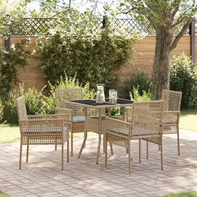 Set da Pranzo per Giardino 5 pz Beige polyrattan 3334930