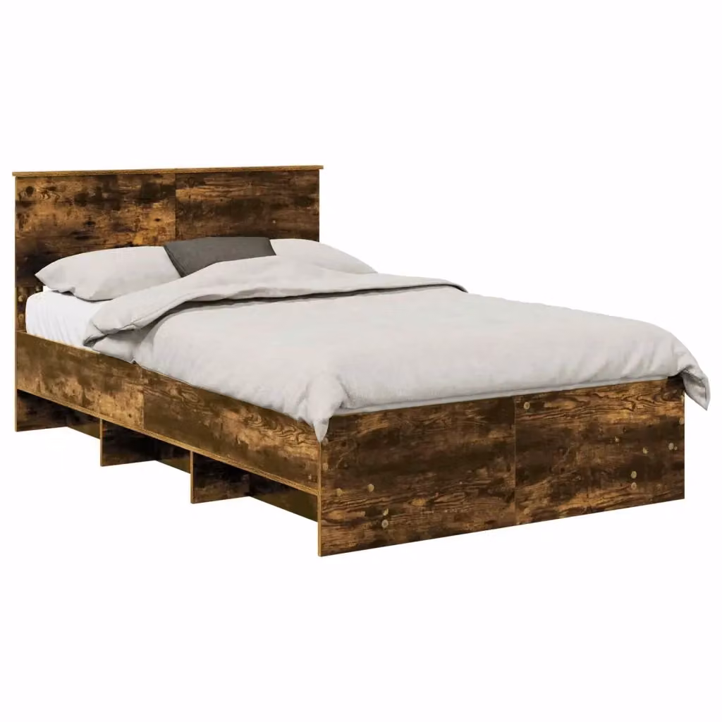 Struttura del letto moderna vidaXL in legno color rovere fumo L/P: 120 x 200 cm – 2