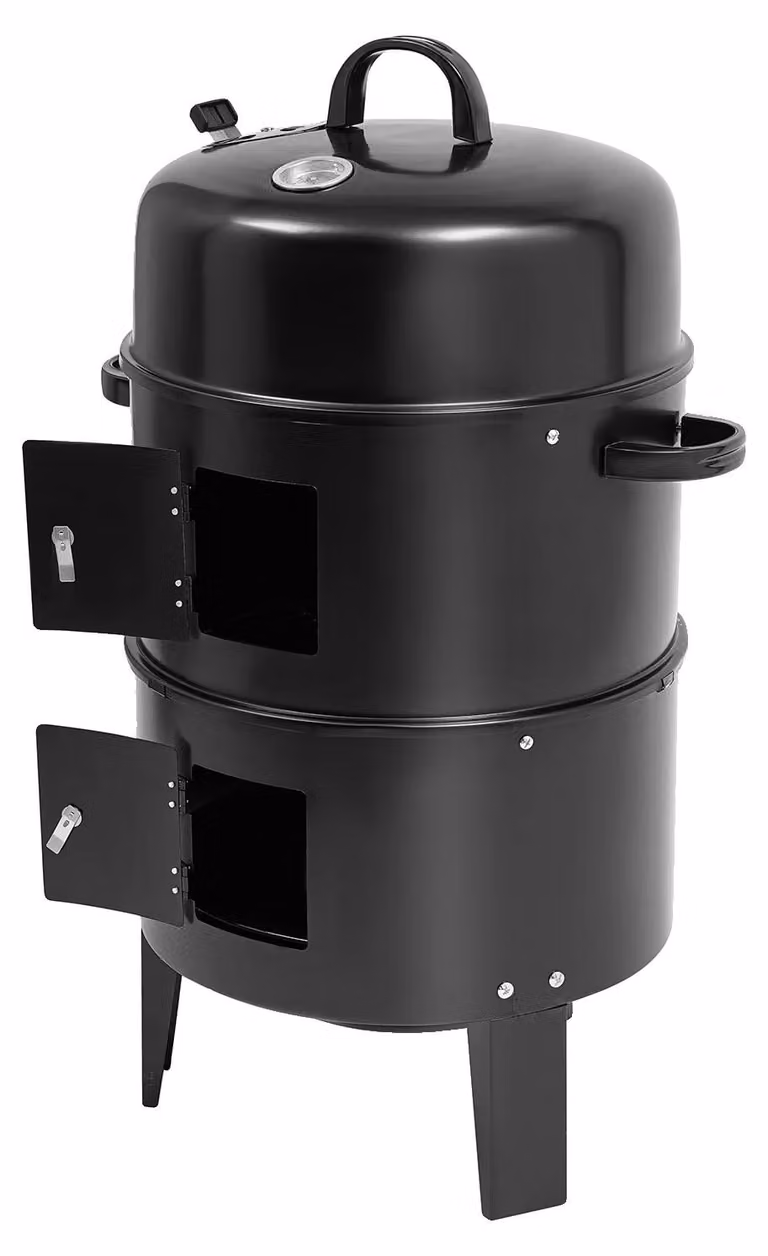 Griglia affumicatrice a carbone, design multifunzionale, facile da trasportare, colore nero