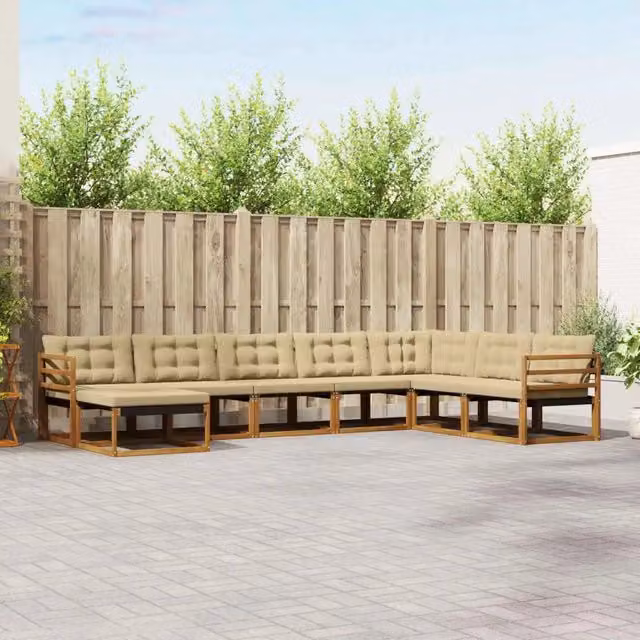 Set di divani da esterno 8 pz Naturale e Beige 3369736