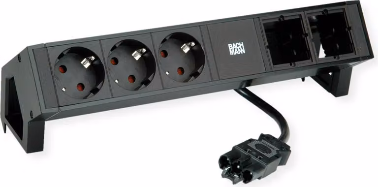 BACHMANN DESK2 3xCEE7/3 2xCM Strom 0,2m GST18 RAL9005