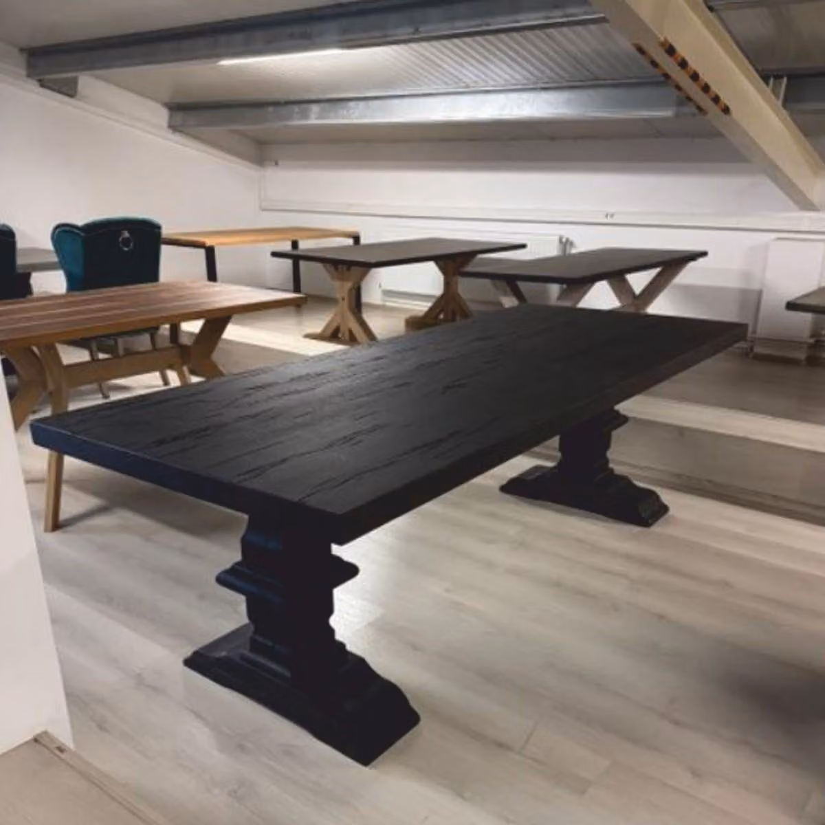 Casa Padrino Tavolo da pranzo in stile rustico Nero 240 cm - Mobili rustici per sala da pranzo