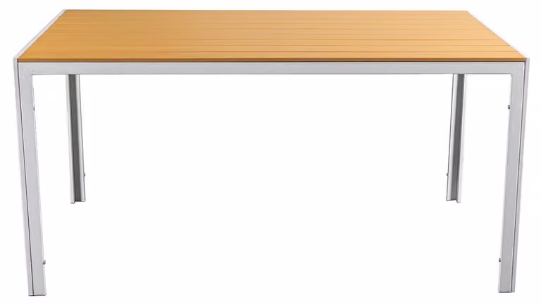 Tavolo da giardino in acciaio e polietilene, dimensioni 150x90x74 cm, colore bianco