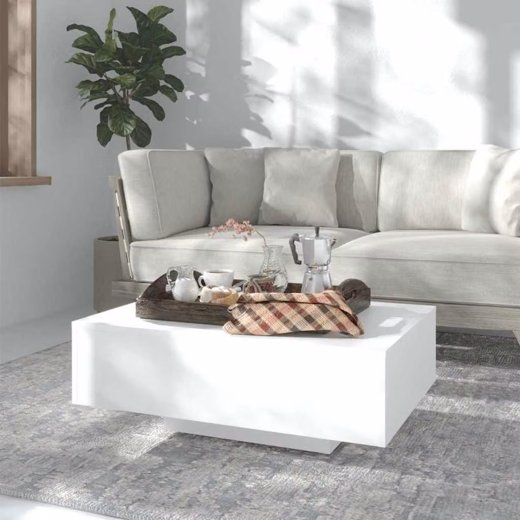 vidaXL Tavolino da Salotto Moderno Bianco in Legno e MDF L: 85 cm, P: 55 cm, H: 31 cm