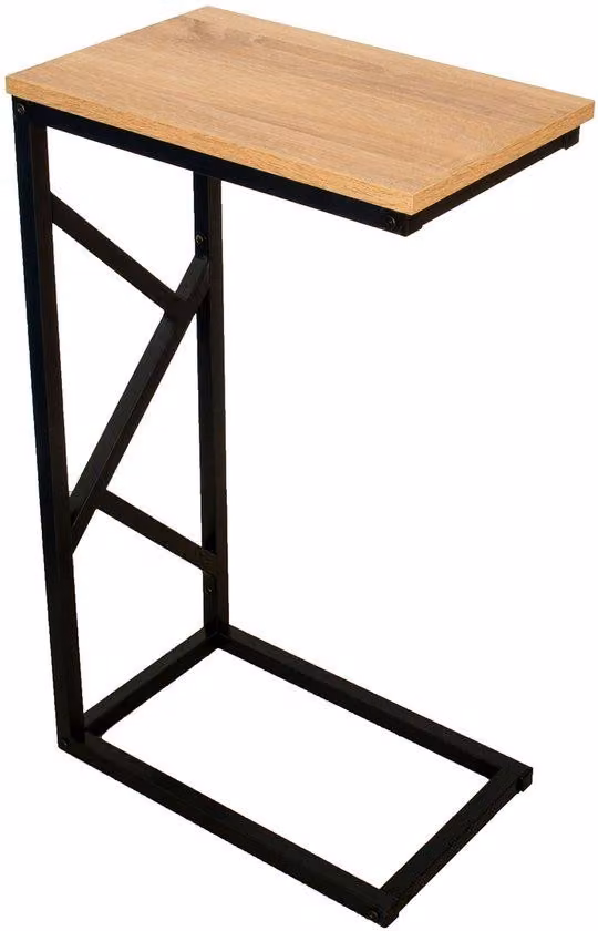 Tavolino Ibenzoa® con aspetto in legno e struttura in acciaio nero – tavolino compatto e moderno per il soggiorno, ideale per l'ufficio e la zona living, imballaggio piatto, montaggio rapido