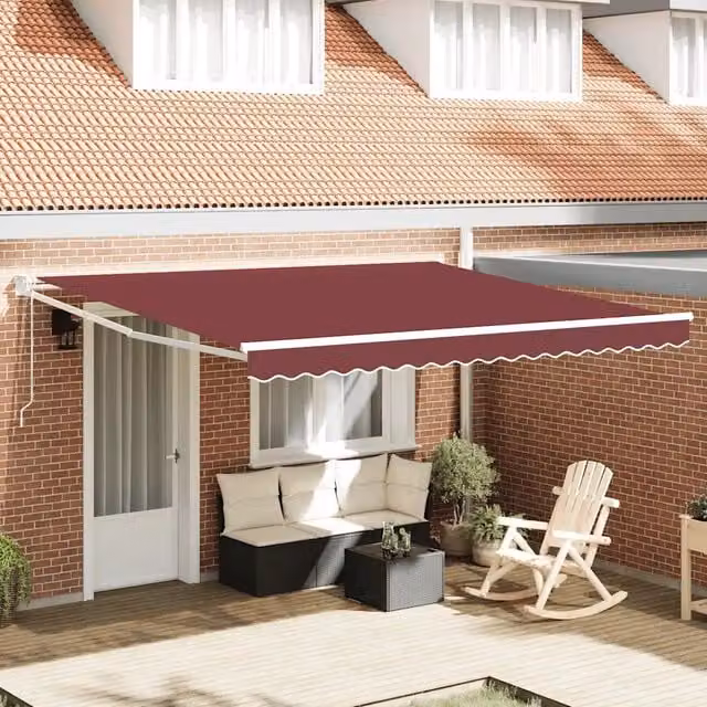 Tenda da Sole Retrattile Automatica Videx con Motore, Colore Rosso e Bianco, L: 400 cm, P: 300 cm – 1