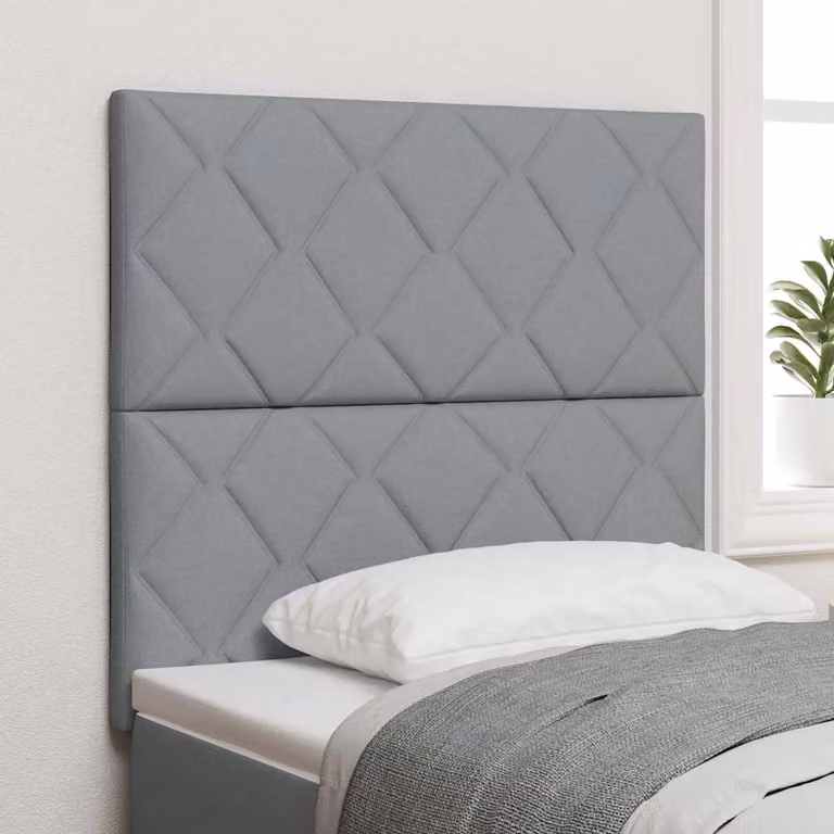 Testiera per letto vidaXL in tessuto grigio con struttura in legno e design moderno, Larghezza: 90 cm