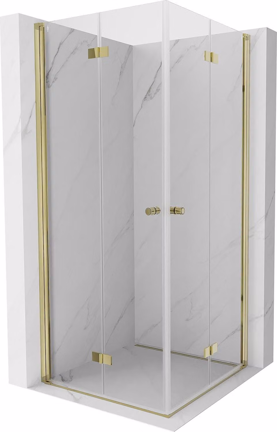 Mexen Mist-F Duo cabina doccia pieghevole 85 x 85 cm, trasparente, oro - 8A6-085L-085P-50-00