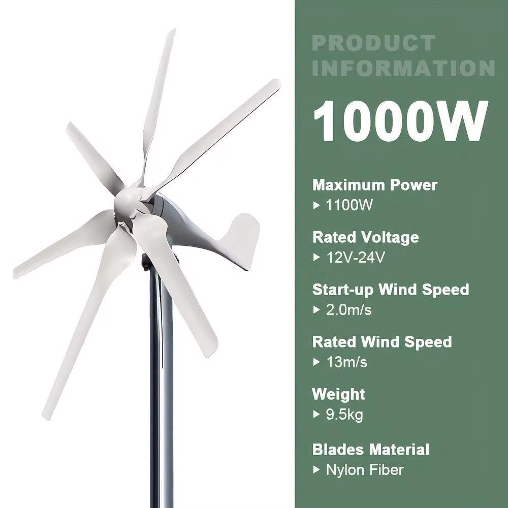 Turbina eolica orizzontale - Generatore eolico - Pale eoliche - Generatore di energia - Energia domestica - Tensione: 12V/24V