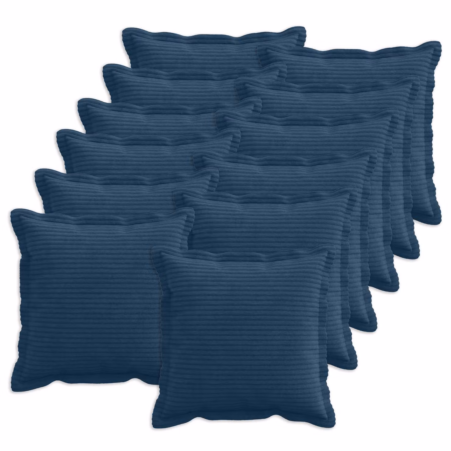 Set di 12 federe vidaXL HOUTEN in velluto a coste blu navy, 40 x 40 cm