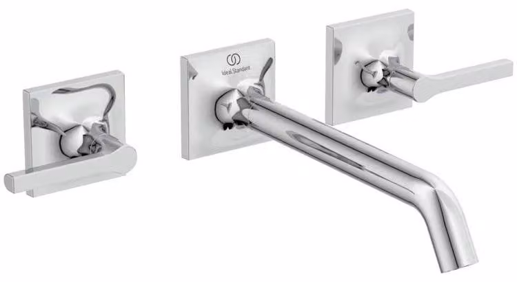Miscelatore per lavabo a parete JOY NEO kit 2, maniglie a leva cromate