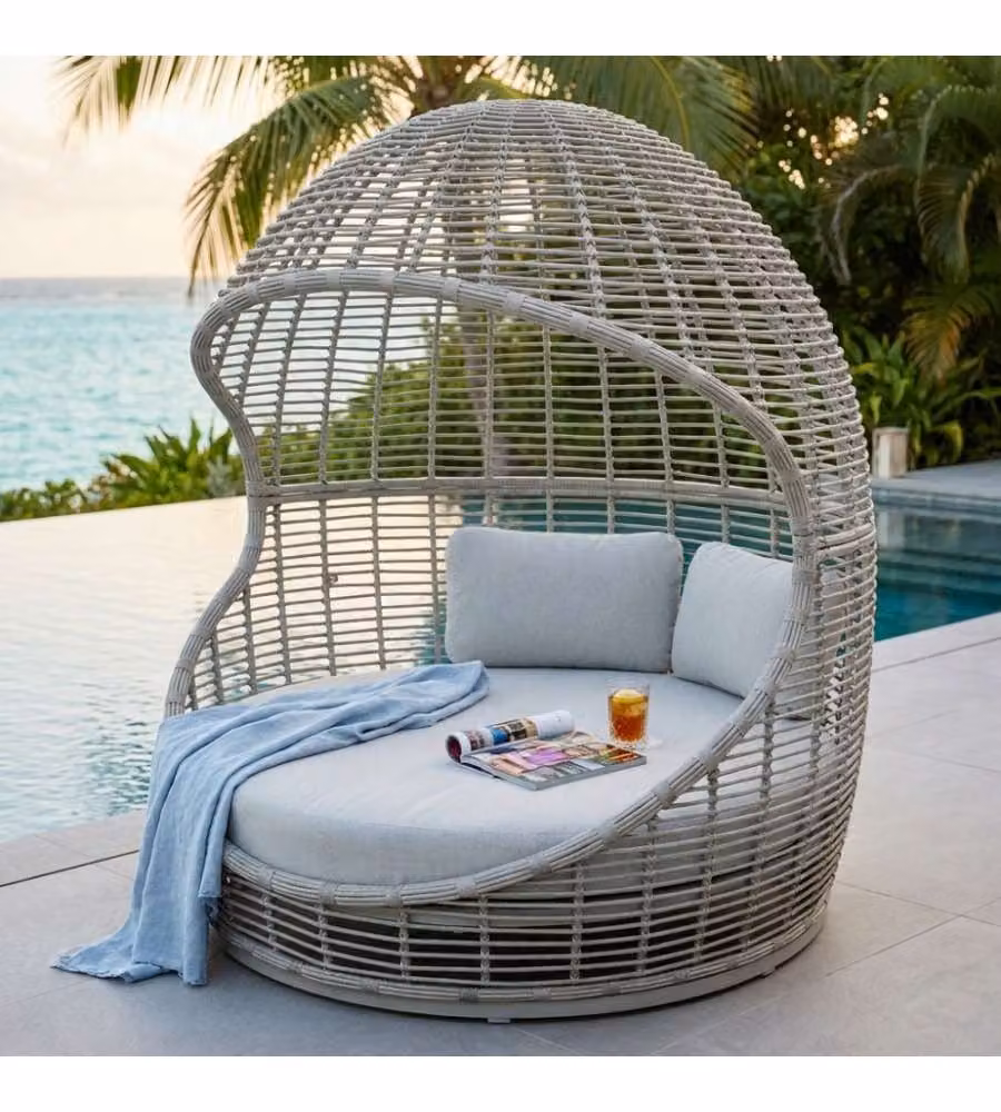 Cosma Conchiglione Ushuaia Fisso Circolare Wicker Grigio Chiaro Ø110 cm