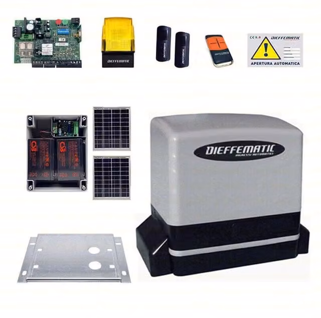 KIT KV6 AUTOMAZIONE X CANCELLO SCORREVOLE AUTOMATICO 24V CON SUNPOWER 2 BATTERIE