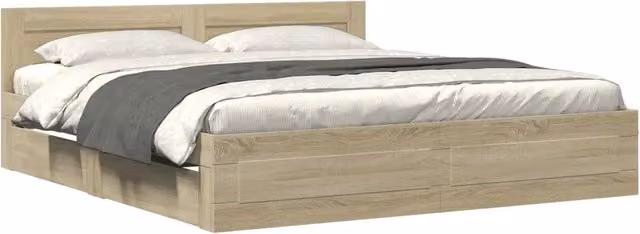Letto matrimoniale | Letto per adulti | Giroletto Testiera Rovere Sonoma 180x200 cm Legno Multistrato
