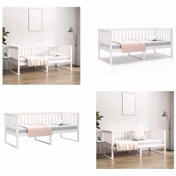 vidaXL Letto da giorno bianco 90x190 cm pino massiccio - Letto da giorno - Letti da giorno - Letto da giorno legno - Letto da giorno legno massiccio