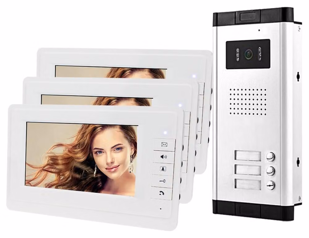 Kit videocitofono da interno, schermo da 7 pollici, cablato, visione notturna a 700 TVL