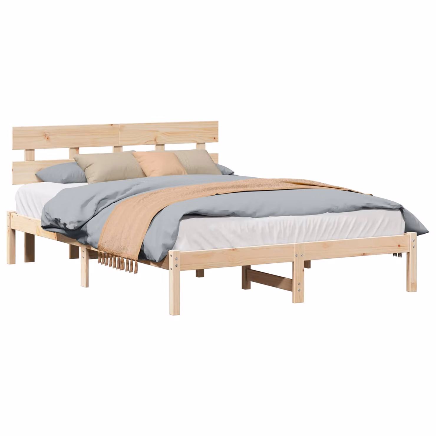 Struttura del letto moderna vidaXL in legno massello di pino, Marrone, L/P: 160 x 200 cm