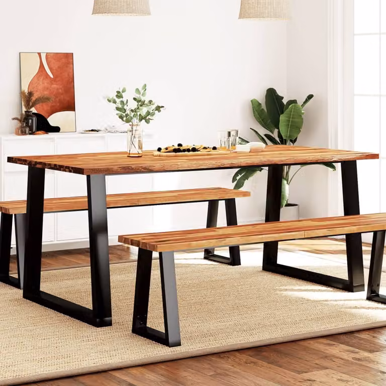 Maison Exclusive - Tavolo da pranzo con bordo in legno massello di acacia, dimensioni 180x90x75 cm