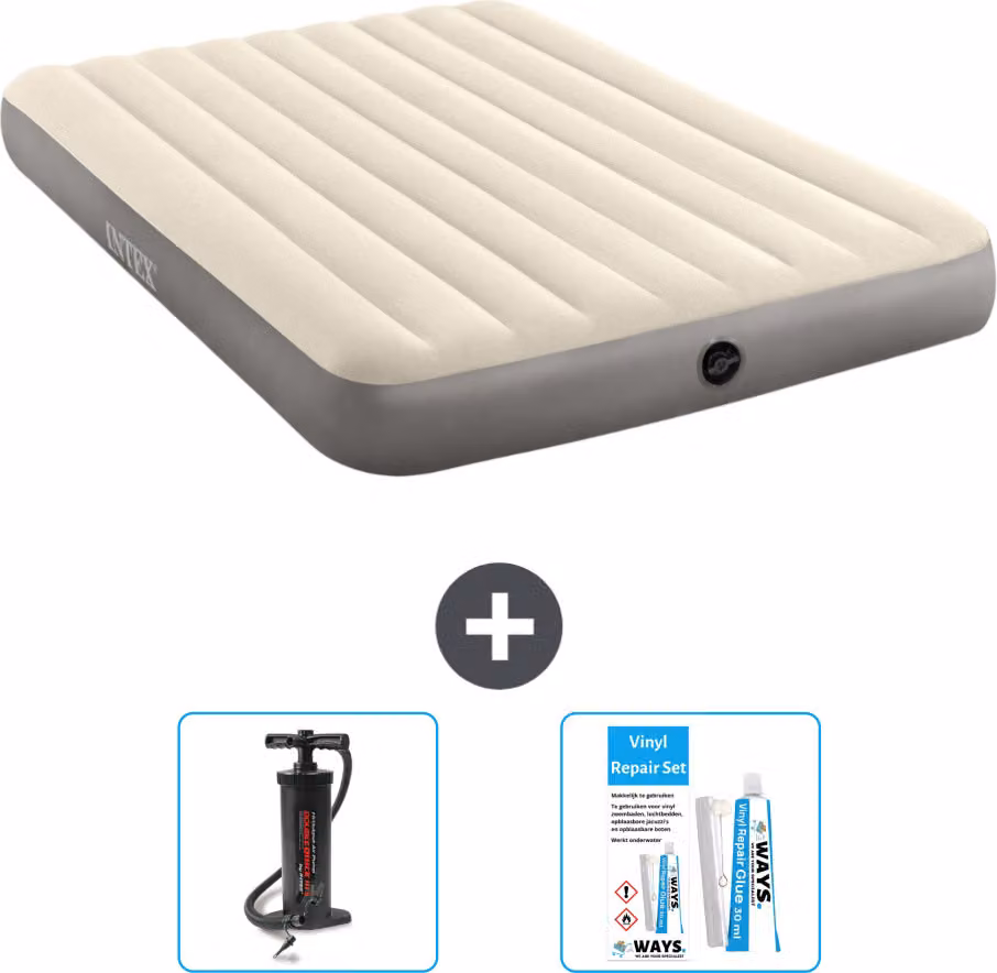 Letto ad aria Intex - 2 persone - 152 x 203 x 25 cm - Beige - include pompa e kit di riparazione