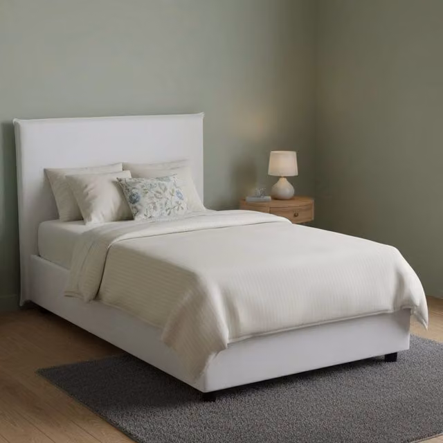 Anissa, Letto Piazza e Mezza Sfoderabile Made in Italy, Bianco