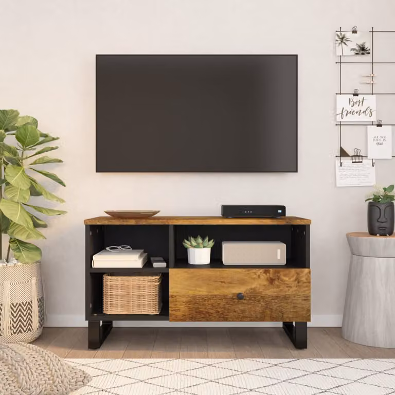 Mobile TV vidaXL in legno di mango e multistrato marrone L 80 cm, P 33 cm, H 46 cm