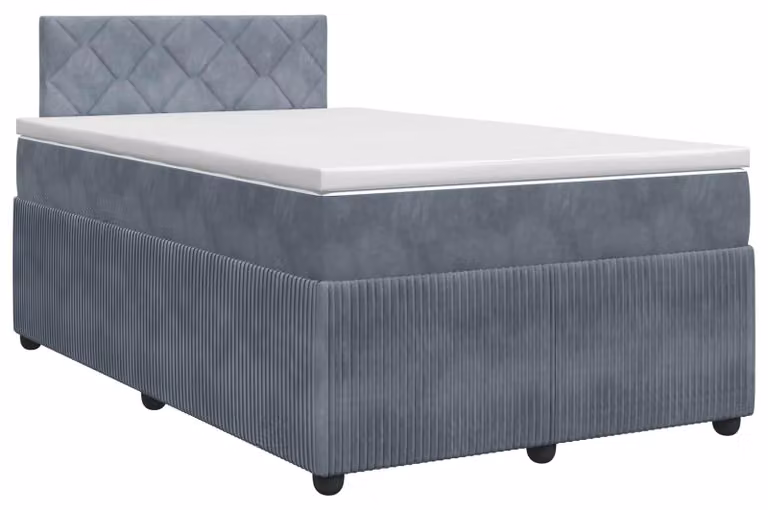 Letto a molle con materasso grigio scuro 120 x 190 cm in velluto