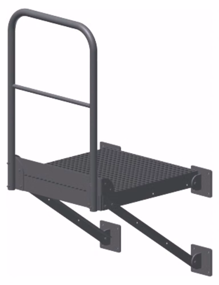 Piattaforma di passaggio Zarges per scale a pioli, 940 x 1.000 mm, acciaio inossidabile