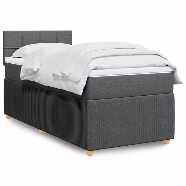 Letto Ibrido vidaXL con Giroletto a Molle e Materasso in Tessuto Grigio e Bianco L/P/H: 200 x 90 x 100,5 cm