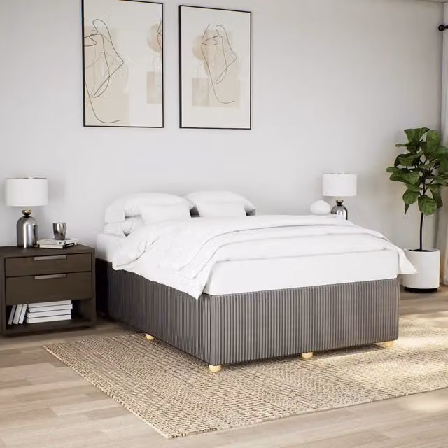 Giroletto vidaXL in tessuto beige e grigio senza materasso L/P: 160 x 200 cm