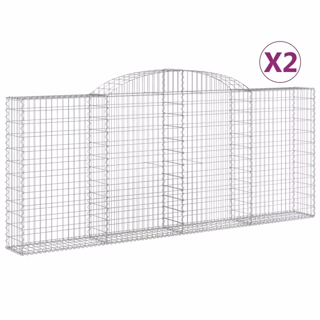 Set di 2 Cesti Gabbioni ad Arco Videx in Acciaio Zincato Argento L: 300 cm, P: 30 cm, H: 120/140 cm – 2