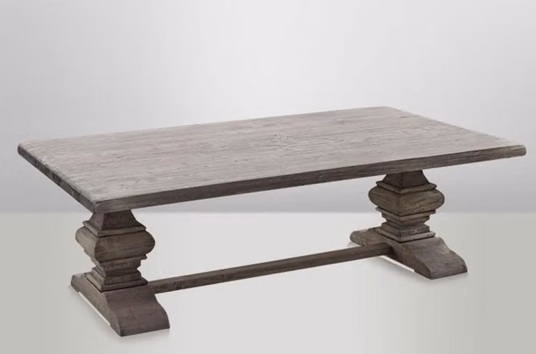 Tavolino da salotto in stile rustico "Casa Padrino", legno di quercia grigio, dimensioni 140 x 80 cm. Tavolino in legno massello, stile barocco, ideale per il soggiorno