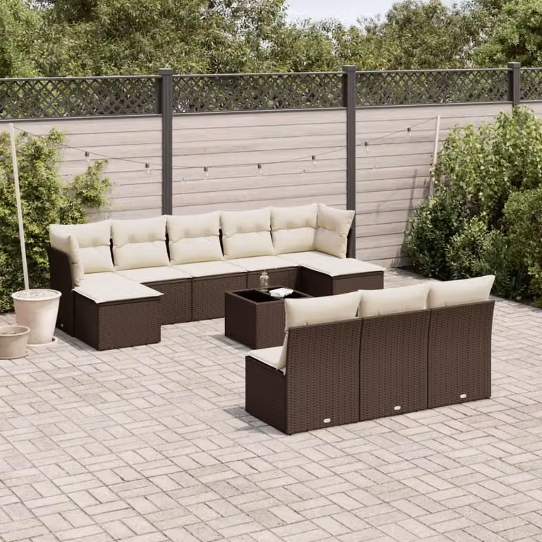 Maison Exclusive - Set Divani da Giardino 11 pz con Cuscini Polyrattan Marrone