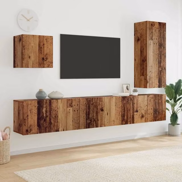 Unità TV da Parete 5 pz Legno vecchio Legno ingegnerizzato 3402767