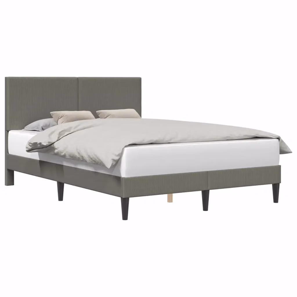 Struttura letto con giroletto in tessuto corduroy grigio L/P/H: 160 x 200 x 164 cm – 2